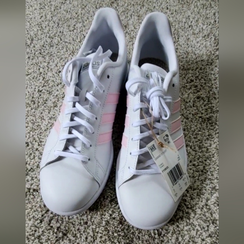 Adidas Grand Court NWT Women's White and Light Pink Tennis Shoes (No Box)